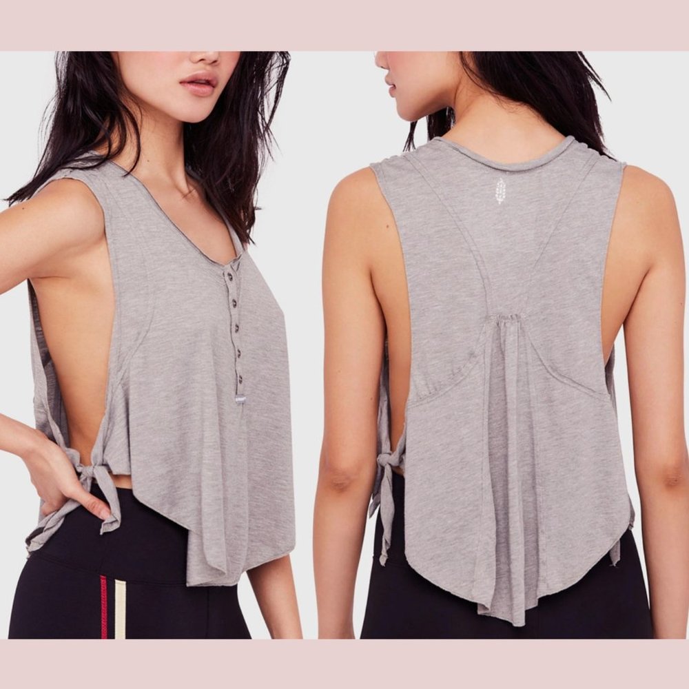 NWT $48 Free People [ XS ] High Tide Cropped Sleeveless‎ Top in Grey